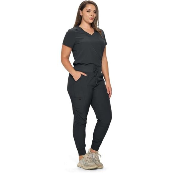 Slim Fit Stretchy Scrubs Women's Jogger Scrub Set Slim Jogger - Picture 2 of 7